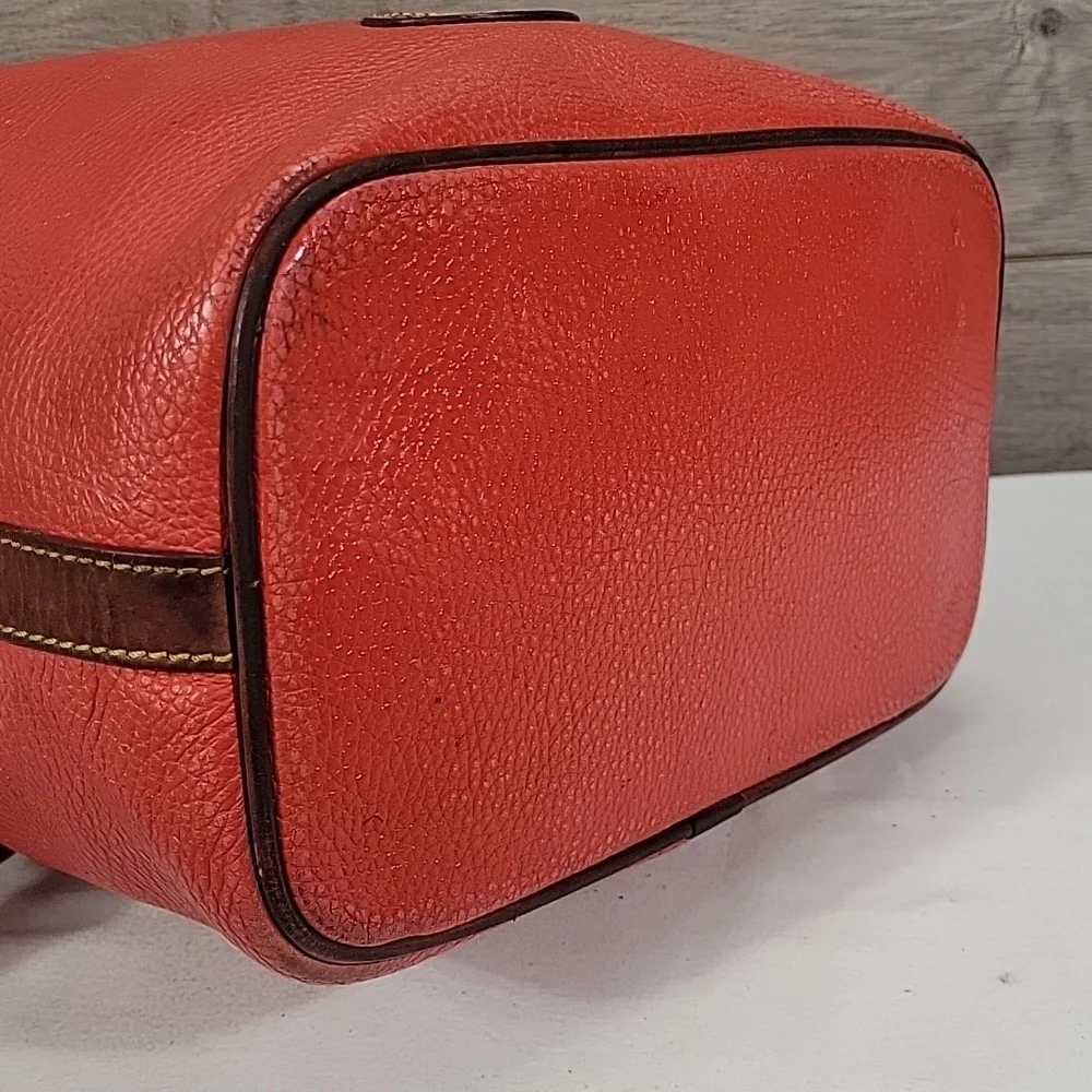 Vintage Dooney & Bourke Red Pebble Leather Drawstring Shoulder Bag